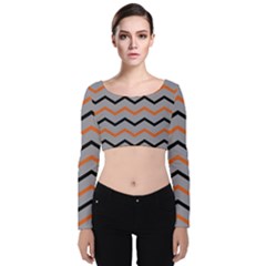 Basketball Thin Chevron Velvet Long Sleeve Crop Top