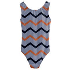 Basketball Thin Chevron Kids  Cut-out Back One Piece Swimsuit