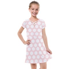 Pink And White Polka Dots Kids  Cross Web Dress by mccallacoulture