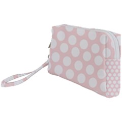 Pink And White Polka Dots Wristlet Pouch Bag (small) by mccallacoulture