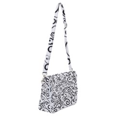 Black And White Swirls Shoulder Bag With Back Zipper