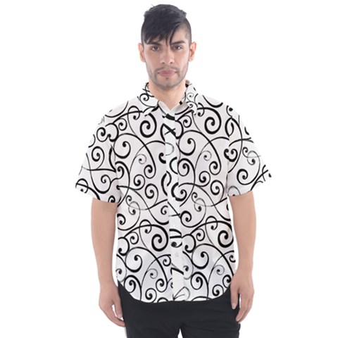 Black And White Swirls Men s Short Sleeve Shirt by mccallacoulture