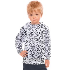Black And White Swirls Kids  Hooded Pullover by mccallacoulture