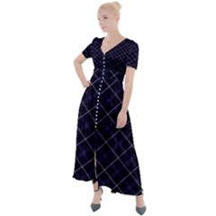 Blue Plaid Royal Tartan Button Up Short Sleeve Maxi Dress by dressshop