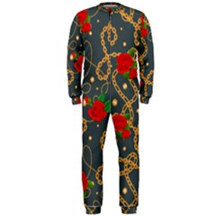 Golden Chain Pattern With Roses Onepiece Jumpsuit (men)  by designsbymallika