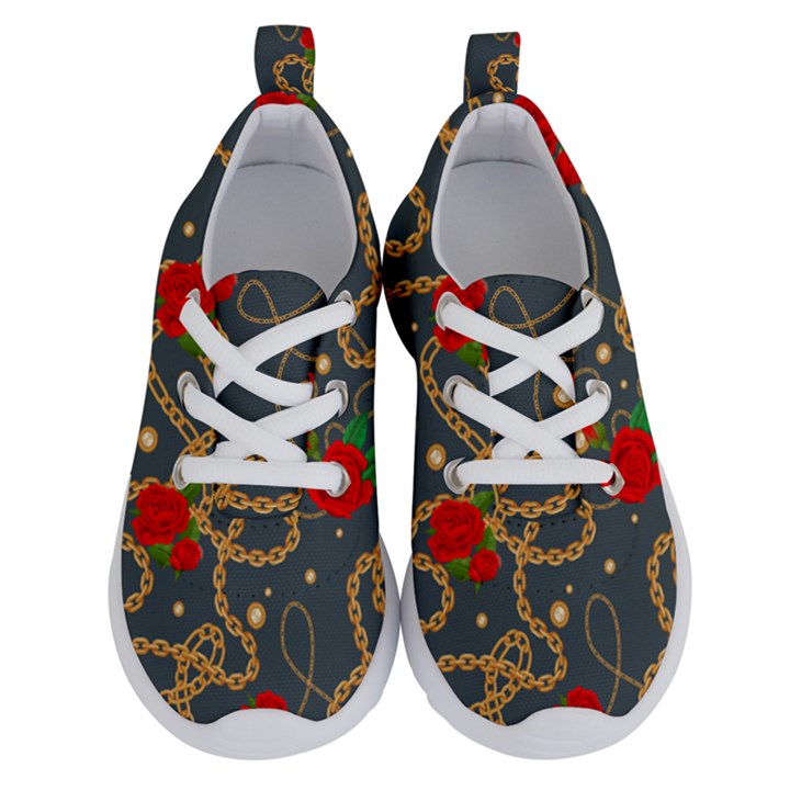 GOLDEN CHAIN PATTERN WITH ROSES Running Shoes
