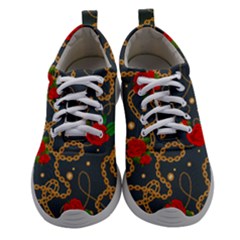 Golden Chain Pattern With Roses Women Athletic Shoes