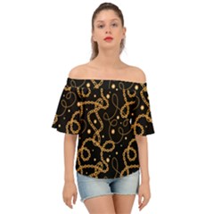 Golden Chain Print Off Shoulder Short Sleeve Top by designsbymallika