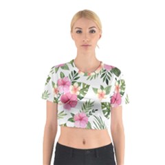 Pink Tulips Cotton Crop Top