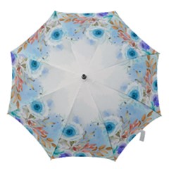 Blue Floral Print Hook Handle Umbrellas (large)