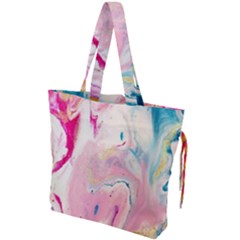 Marble Print Drawstring Tote Bag by designsbymallika