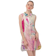 Marble Print Sleeveless Shirt Dress by designsbymallika