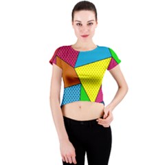 Abstract Print Crew Neck Crop Top by designsbymallika