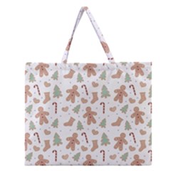 Ginger Christmas Pattern Zipper Large Tote Bag by designsbymallika