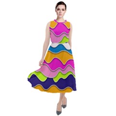 Bubble Liquid Print Round Neck Boho Dress by designsbymallika