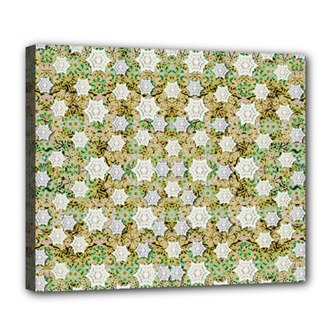 Snowflakes Slightly Snowing Down On The Flowers On Earth Deluxe Canvas 24  x 20  (Stretched)