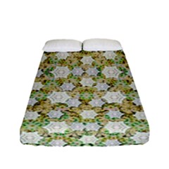 Snowflakes Slightly Snowing Down On The Flowers On Earth Fitted Sheet (Full/ Double Size)