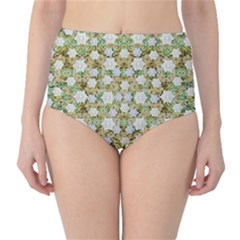Snowflakes Slightly Snowing Down On The Flowers On Earth Classic High-Waist Bikini Bottoms