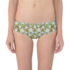 Snowflakes Slightly Snowing Down On The Flowers On Earth Classic Bikini Bottoms