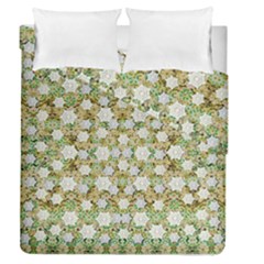 Snowflakes Slightly Snowing Down On The Flowers On Earth Duvet Cover Double Side (Queen Size)