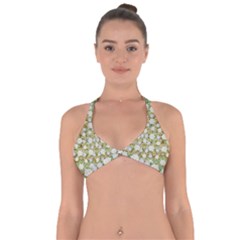 Snowflakes Slightly Snowing Down On The Flowers On Earth Halter Neck Bikini Top