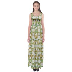 Snowflakes Slightly Snowing Down On The Flowers On Earth Empire Waist Maxi Dress