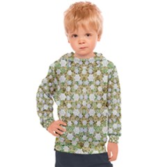 Snowflakes Slightly Snowing Down On The Flowers On Earth Kids  Hooded Pullover