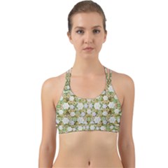 Snowflakes Slightly Snowing Down On The Flowers On Earth Back Web Sports Bra
