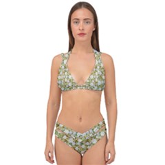 Snowflakes Slightly Snowing Down On The Flowers On Earth Double Strap Halter Bikini Set