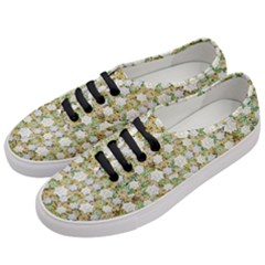 Snowflakes Slightly Snowing Down On The Flowers On Earth Women s Classic Low Top Sneakers by pepitasart