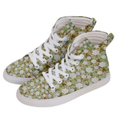 Snowflakes Slightly Snowing Down On The Flowers On Earth Women s Hi-top Skate Sneakers by pepitasart