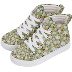 Snowflakes Slightly Snowing Down On The Flowers On Earth Kids  Hi-Top Skate Sneakers