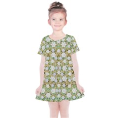 Snowflakes Slightly Snowing Down On The Flowers On Earth Kids  Simple Cotton Dress