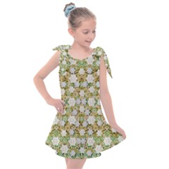 Snowflakes Slightly Snowing Down On The Flowers On Earth Kids  Tie Up Tunic Dress