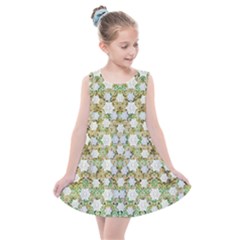 Snowflakes Slightly Snowing Down On The Flowers On Earth Kids  Summer Dress