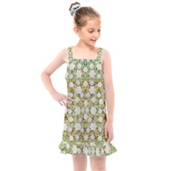 Snowflakes Slightly Snowing Down On The Flowers On Earth Kids  Overall Dress