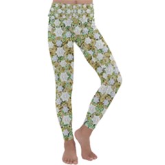 Snowflakes Slightly Snowing Down On The Flowers On Earth Kids  Lightweight Velour Classic Yoga Leggings