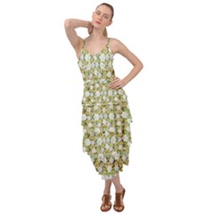 Snowflakes Slightly Snowing Down On The Flowers On Earth Layered Bottom Dress by pepitasart