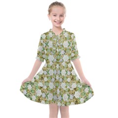 Snowflakes Slightly Snowing Down On The Flowers On Earth Kids  All Frills Chiffon Dress