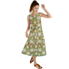 Snowflakes Slightly Snowing Down On The Flowers On Earth Summer Maxi Dress by pepitasart