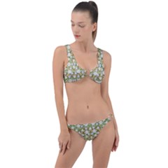 Snowflakes Slightly Snowing Down On The Flowers On Earth Ring Detail Crop Bikini Set by pepitasart