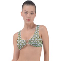 Snowflakes Slightly Snowing Down On The Flowers On Earth Ring Detail Bikini Top