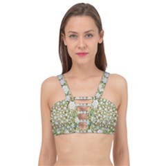 Snowflakes Slightly Snowing Down On The Flowers On Earth Cage Up Bikini Top