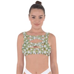 Snowflakes Slightly Snowing Down On The Flowers On Earth Bandaged Up Bikini Top