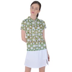 Snowflakes Slightly Snowing Down On The Flowers On Earth Women s Polo Tee