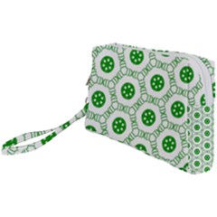 White Green Shapes Wristlet Pouch Bag (small)