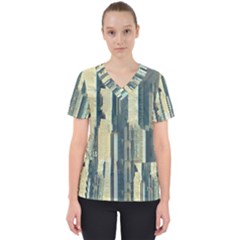 Texture Abstract Buildings Women s V-neck Scrub Top by Alisyart