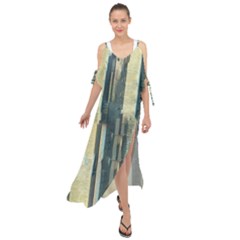 Texture Abstract Buildings Maxi Chiffon Cover Up Dress