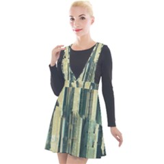 Texture Abstract Buildings Plunge Pinafore Velour Dress