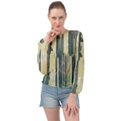Texture Abstract Buildings Banded Bottom Chiffon Top